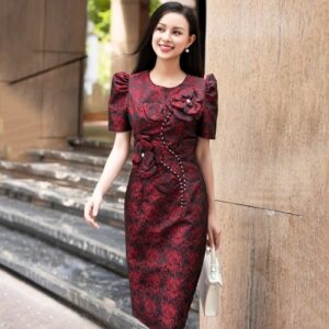 Đầm ôm hoa nổi sang trọng - 2732, ảnh 2