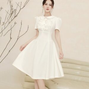 Đầm xòe cổ sen tay dún duyên dáng - 2733, ảnh 2