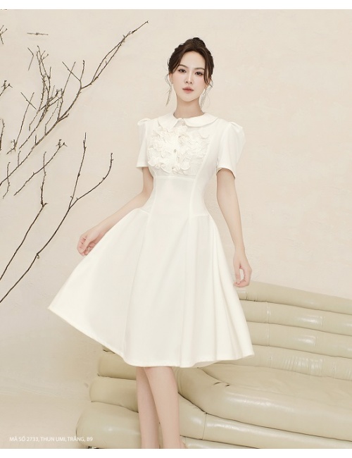 Đầm xòe cổ sen tay dún duyên dáng - 2733, ảnh 2