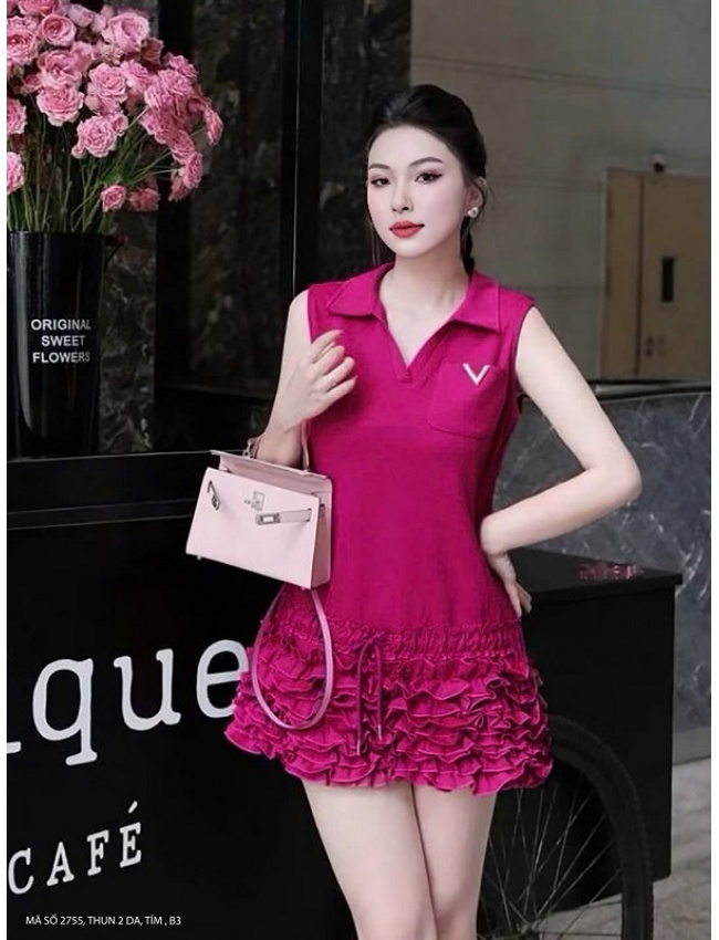 Đầm suông rút eo dún lai - 2755